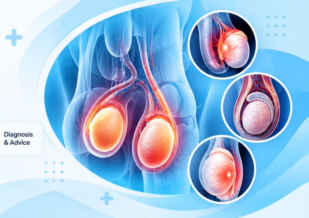 Male reproductive and testicular health medical illustration